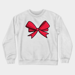 Christmas red gift ribbon, bow vector icon illustration. Crewneck Sweatshirt